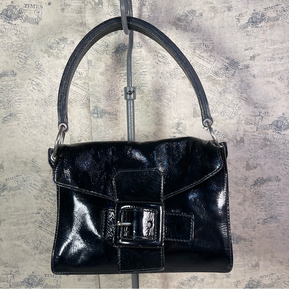 Vintage Miu Miu Black Patent Leather Shoulder Bag | Y2K Archive Luxury